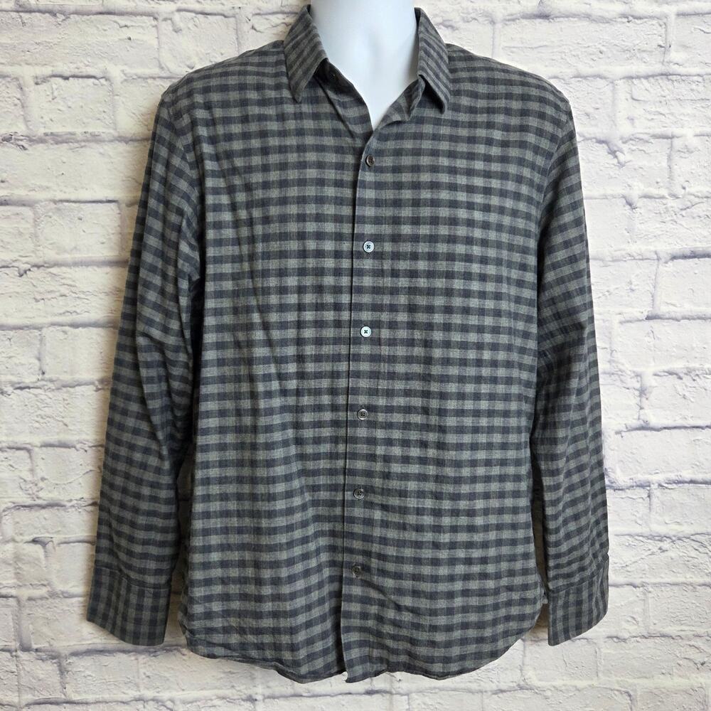 Zachary Prell Shirt Mens Size Medium Gray Plaid Long Sleeve Button Down